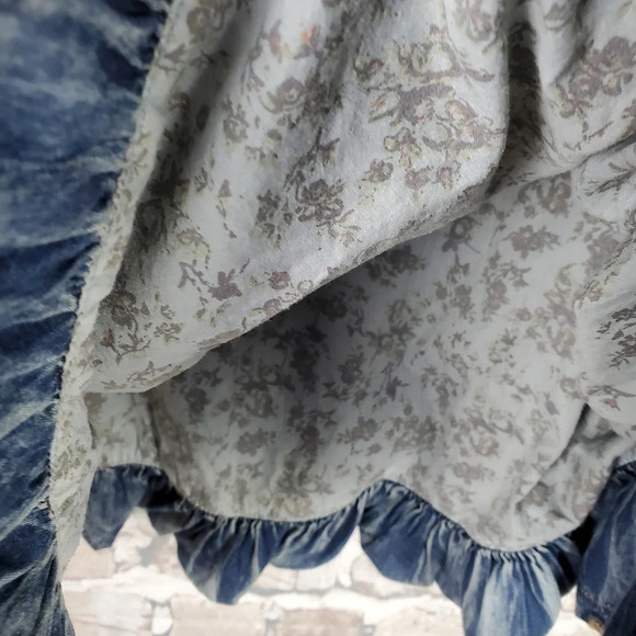 Vintage Denim A Line Skirt Stonewash  Pleats Embroidered Size Small Twee - Picture 7 of 11